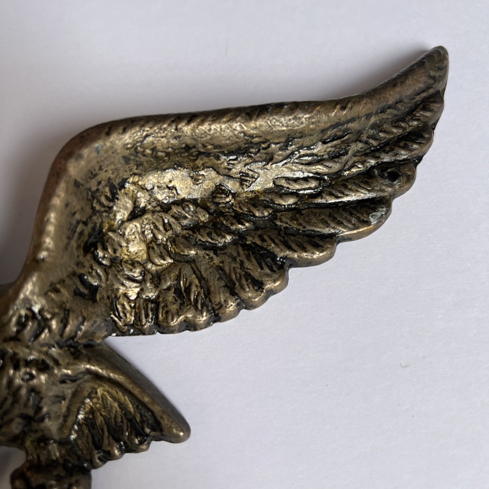 Vintage Cast Metal Brass Eagle Wall Hanging Office Home Decoration 9" - Picture 4 of 8